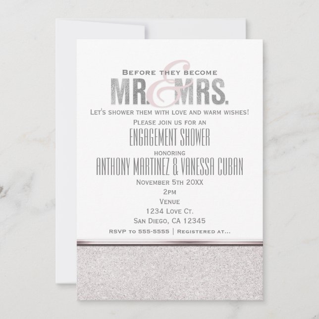 Invitation de fiançailles de M. et Mme Glamour Spa (Devant)