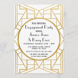 invitation de fiançailles d'or de Gatsby d'art
