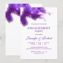 Invitation de Fiançailles d'orchidée violette