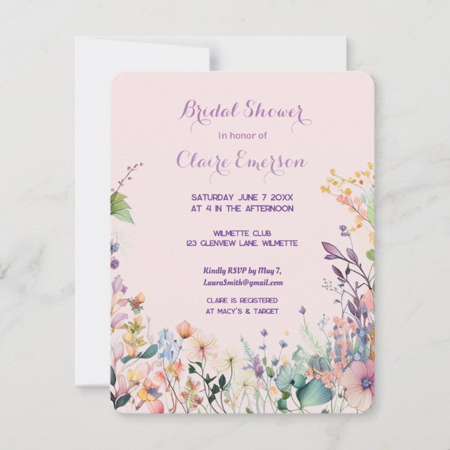 Invitation de Fiançailles Fleur Sauvage Chic Moder (Devant)