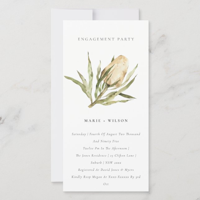 Invitation de fiançailles florale aquarelle Banksi (Devant)