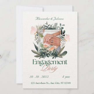 Invitation de Fiançailles floraux Green & Peach
