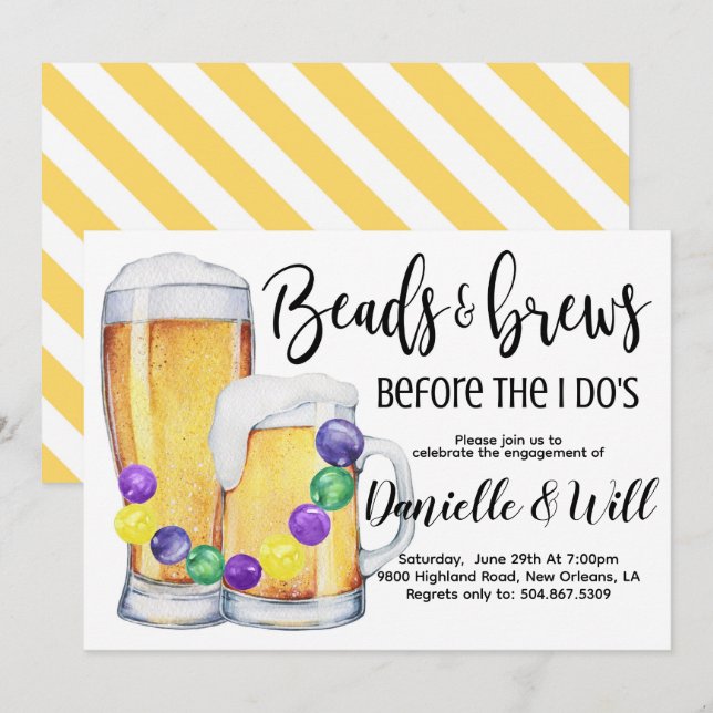 Invitation de fiançailles Mardi Gras (Devant / Derrière)