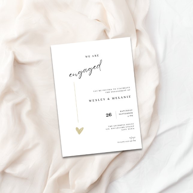 Invitation de fiançailles moderne de fête minimali (Engagement - Elegant Wedding Invitation)