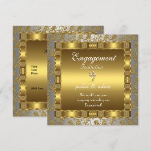 invitation de fiançailles or argent blanc antique