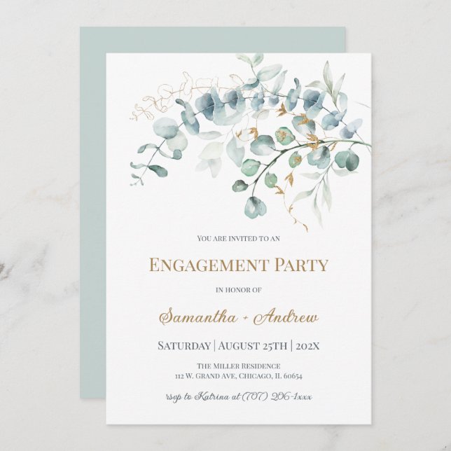 Invitation de fiançailles personnalisée avec thème (Devant / Derrière)