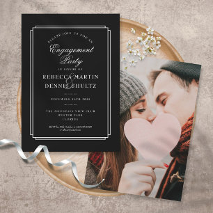 Invitation de fiançailles photo déco noir et blanc