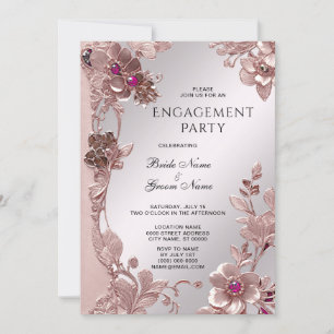 Invitation de Fiançailles rose orné