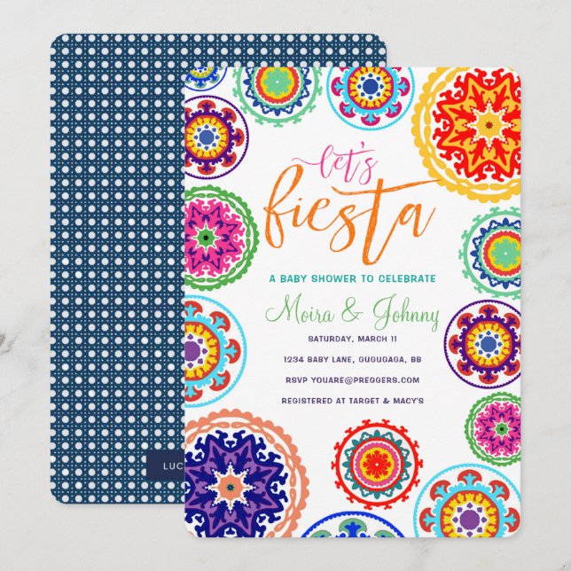 Invitation de Fiesta Baby shower (Devant / Derrière)