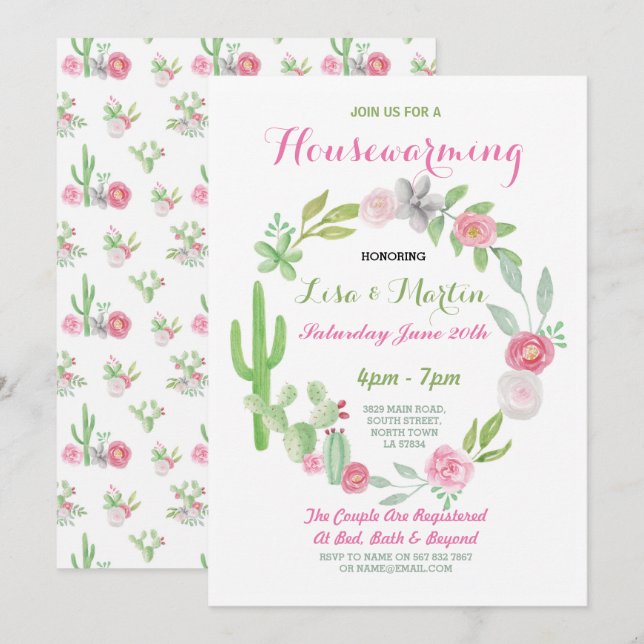 Invitation de Fiesta Cactus à la fête du réchauffe (Devant / Derrière)