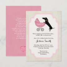 Invitation de fille Baby shower Dachshund