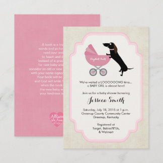 Invitation de fille Baby shower Dachshund