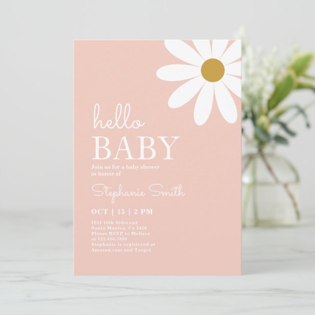 Invitation de fille Baby shower Daisy (Debout devant)