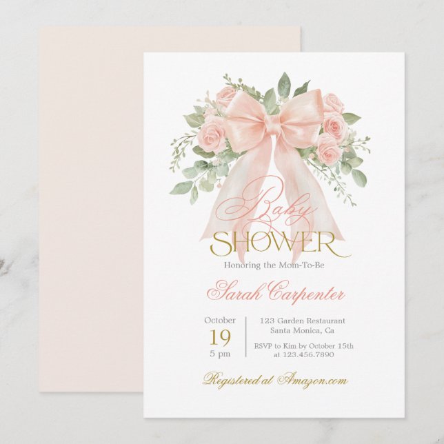 Invitation de fille Baby shower de la ceinture de  (Devant / Derrière)