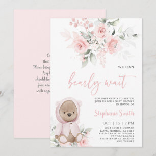 Invitation de fille Baby shower d'ours