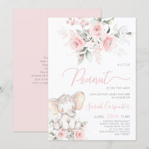 Invitation de fille Baby shower éléphant