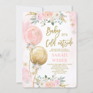 Invitation de fille Baby shower rose hiver