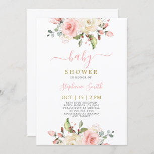Invitation de fille de Baby shower rose pâle