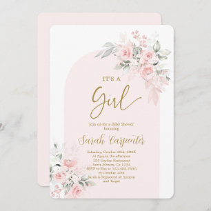 Invitation de fille de Baby shower rose pâle
