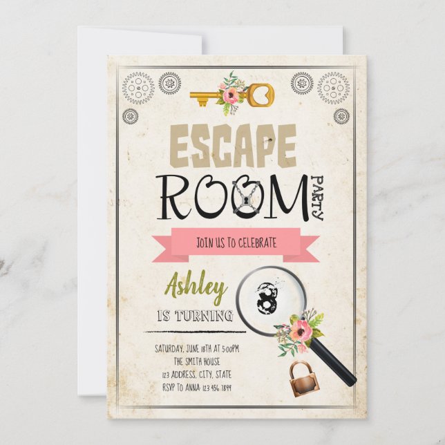 Invitation de fille de la chambre d'évasion (Devant)