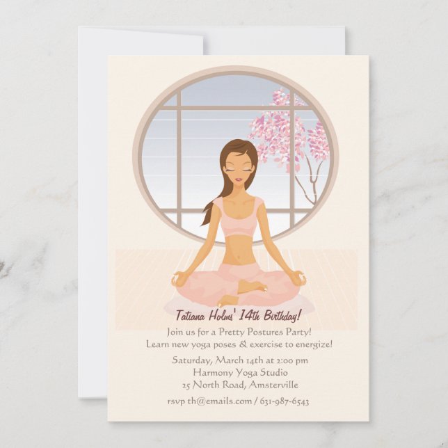 Invitation de fille de yoga (Devant)