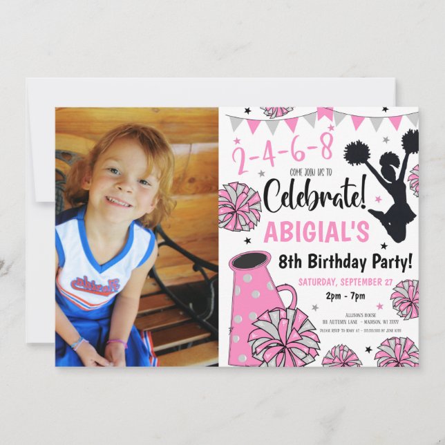 Invitation de fille Pom-pom girl (Devant)