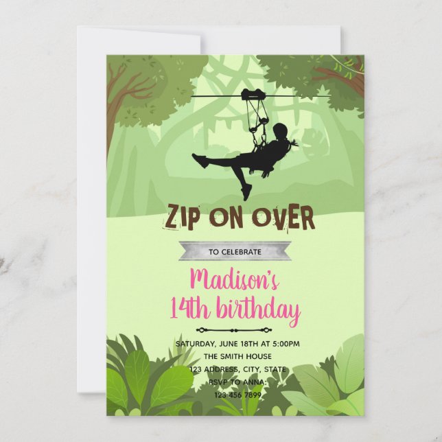 Invitation de fille Zipline (Devant)