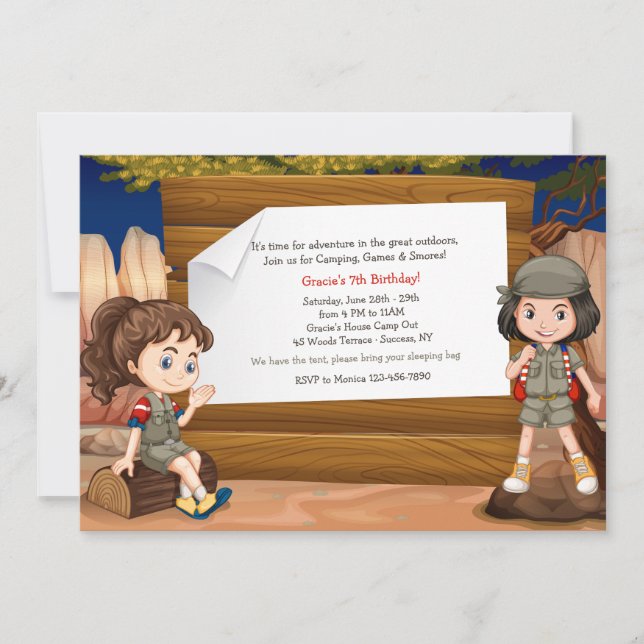 Invitation de filles de camping (Devant)
