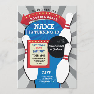 Invitation de filles de garçons de Tenpin de fête