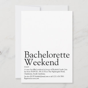 Invitation de fin de semaine de bachelorette perso