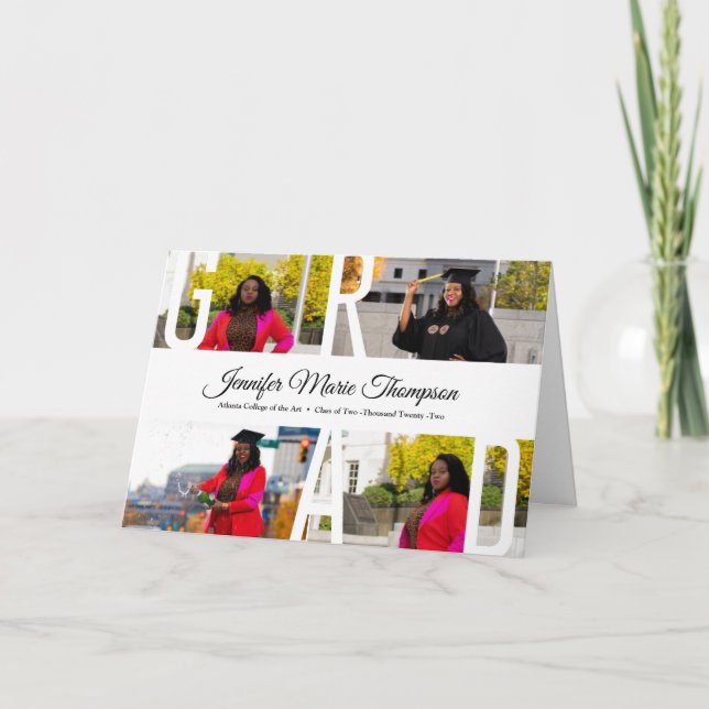 Invitation de fin d'études avec 4 photos (Devant)