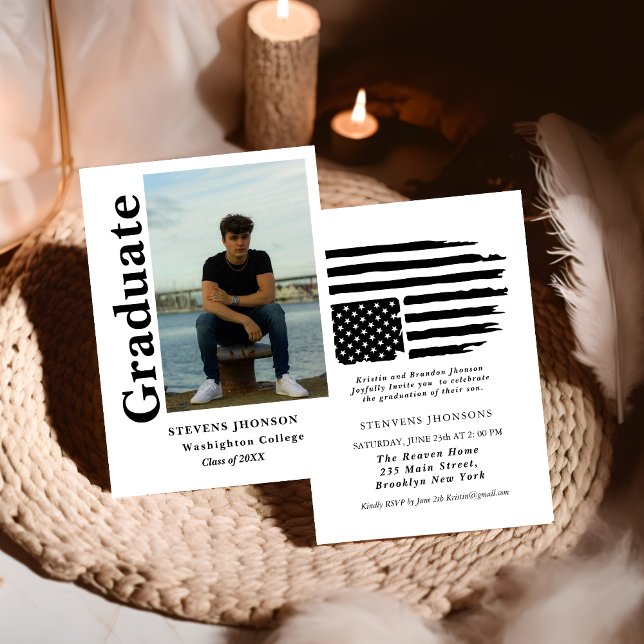 Invitation de fin d'études avec photo de police en (Créateur téléchargé)