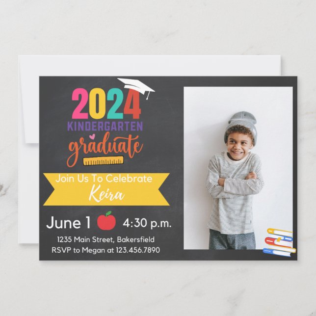 Invitation de fin d'études de maternelle 2024 avec (Devant)