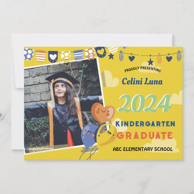Invitation de fin d'études de maternelle avec phot (Devant)