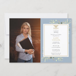 Invitation de fin d'études d'infirmière en bleu po