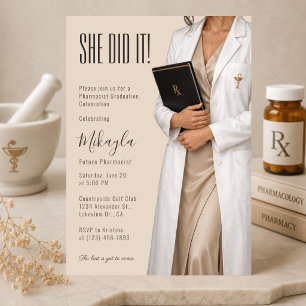 Invitation de fin d'études élégante pour pharmacie