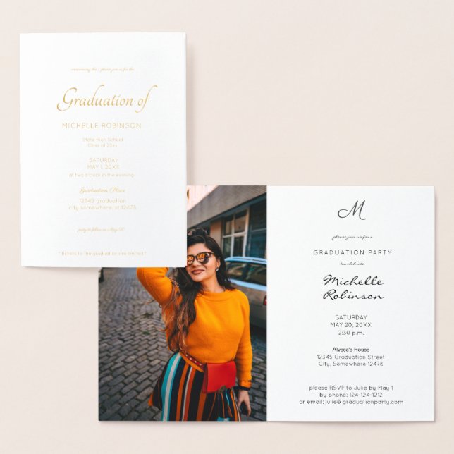 Invitation de fin d'études et de fête avec photo e (Affichage)