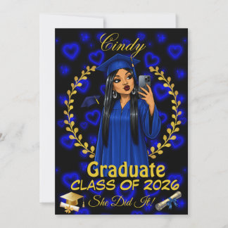 Invitation de fin d'études Latina Classe d'or bleu