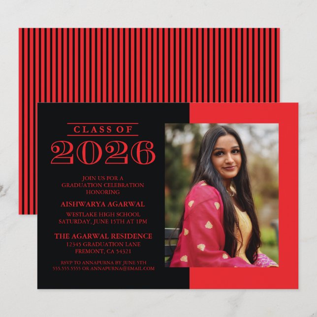 INVITATION DE FIN D'ÉTUDES PROMOTION 2026 CLASSIQU (Devant / Derrière)