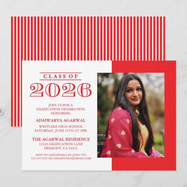 INVITATION DE FIN D'ÉTUDES PROMOTION 2026 CLASSIQU (Devant / Derrière)