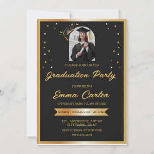 Invitation de fin d'études sur mesure en noir et o