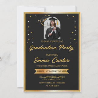 Invitation de fin d'études sur mesure en noir et o