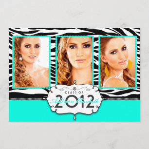 Invitation de fin d'études Zebra moderne branchée