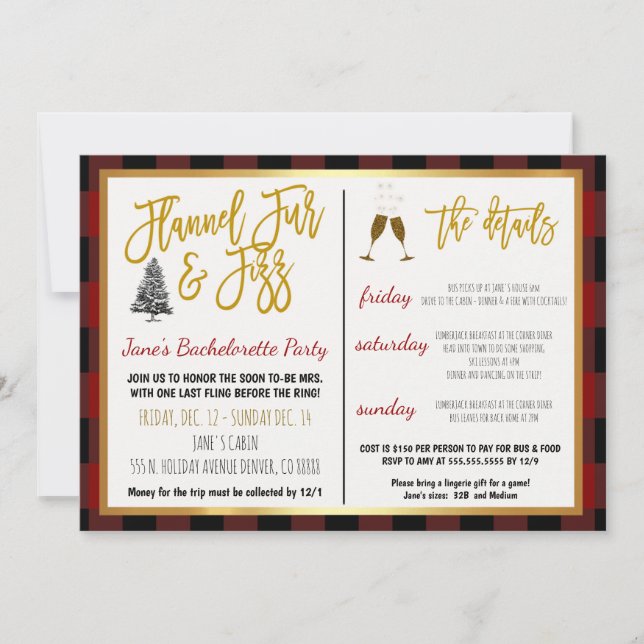 Invitation de Flannel Fur et Fizz Party (Devant)