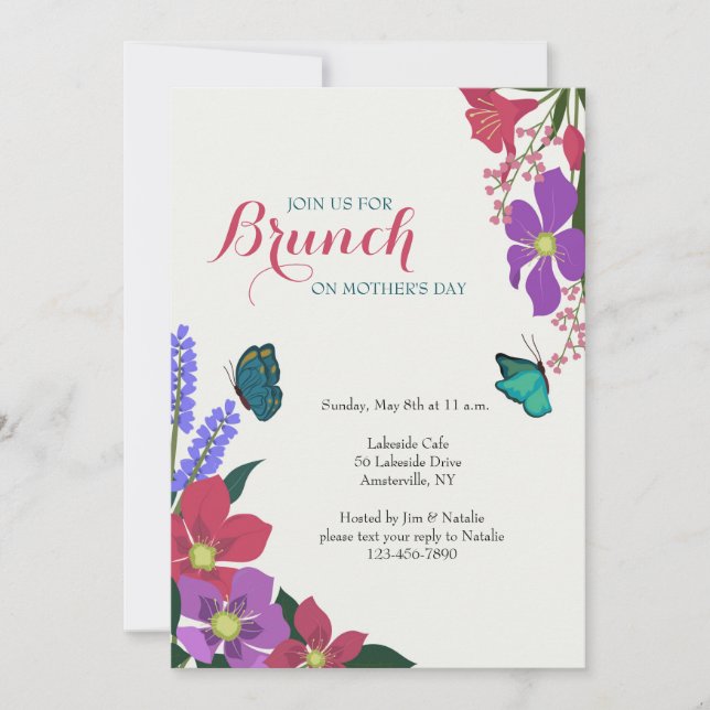 Invitation de fleurs et de papillons (Devant)