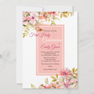 Invitation de fleurs roses