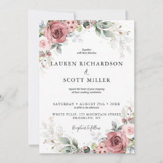 Invitation de fleurs rouges roses et poussières