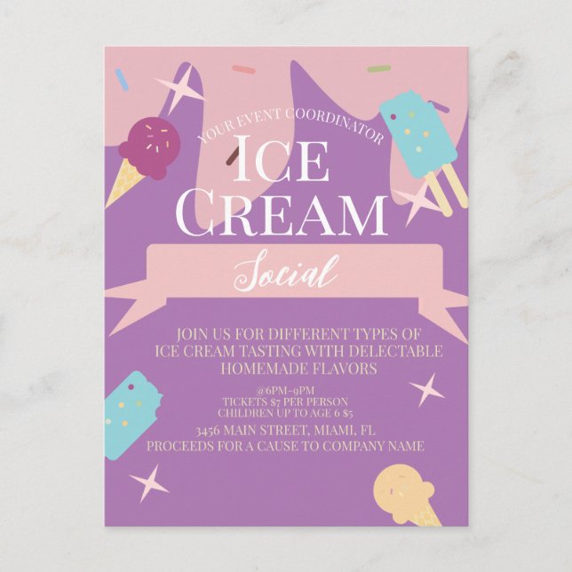  Invitation de Flyers Sociaux de Cône de Crème Gla (Devant)