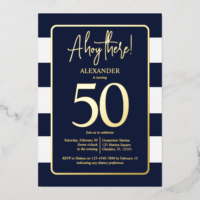 Invitation de Foil de fête 50e anniversaire de la  (Recto)