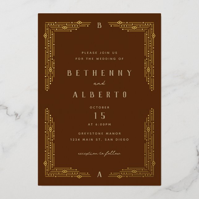 Invitation de Foil Frontière Art Nouveau (Recto)